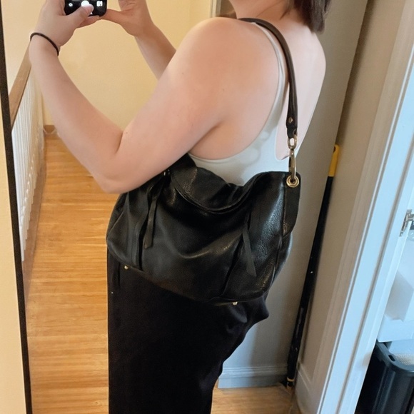 Vintage Oryany Designer Crescent Shoulder Bag black pebbled calfskin leather - Picture 11 of 11